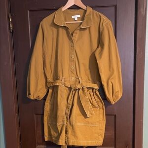 Free Assembly Women's Mustard Romper Shorts with Belt